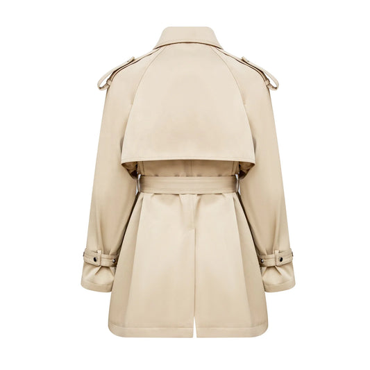 Custom Designer Classic Beige Trench Coat for Women Ladies Long Luxury Double Breasted Belted Trench Coats Wholesale