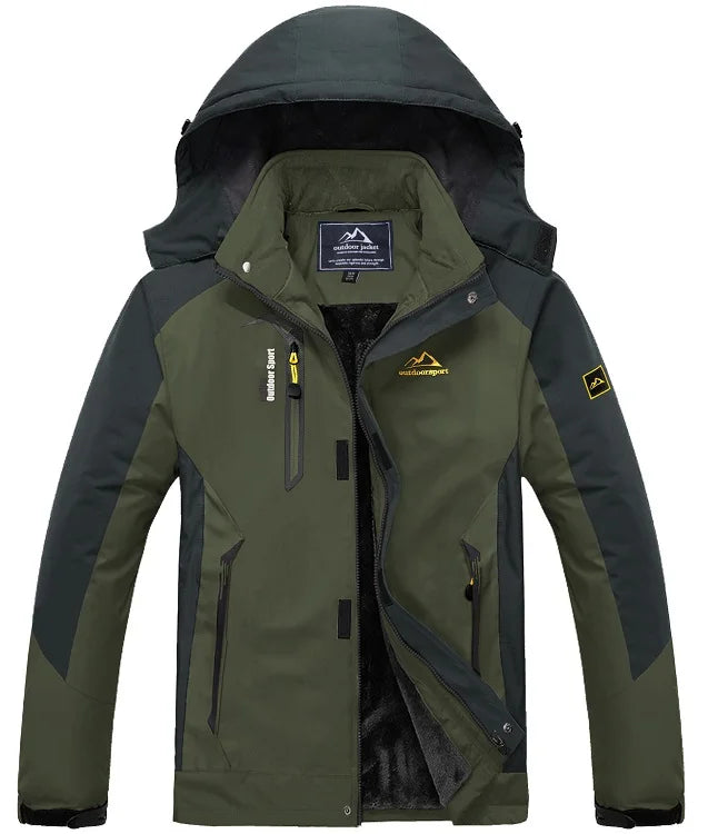 Men Water Resistant Mountain Ski Wind Breaker Jacket Fleece Lined Windproof Jacket Fleece Warm Coat With Hood Winter Jackets