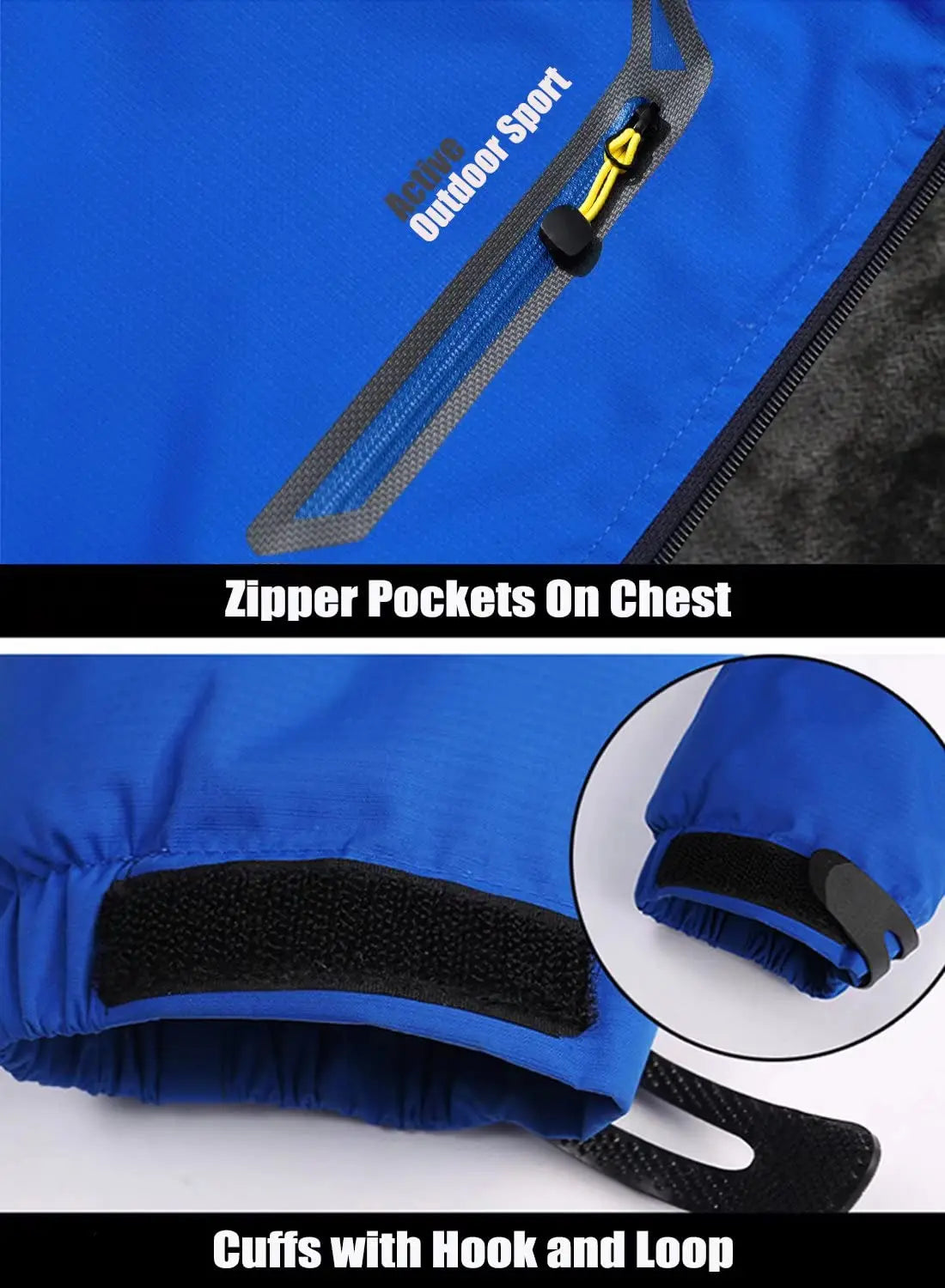 Men Water Resistant Mountain Ski Wind Breaker Jacket Fleece Lined Windproof Jacket Fleece Warm Coat With Hood Winter Jackets