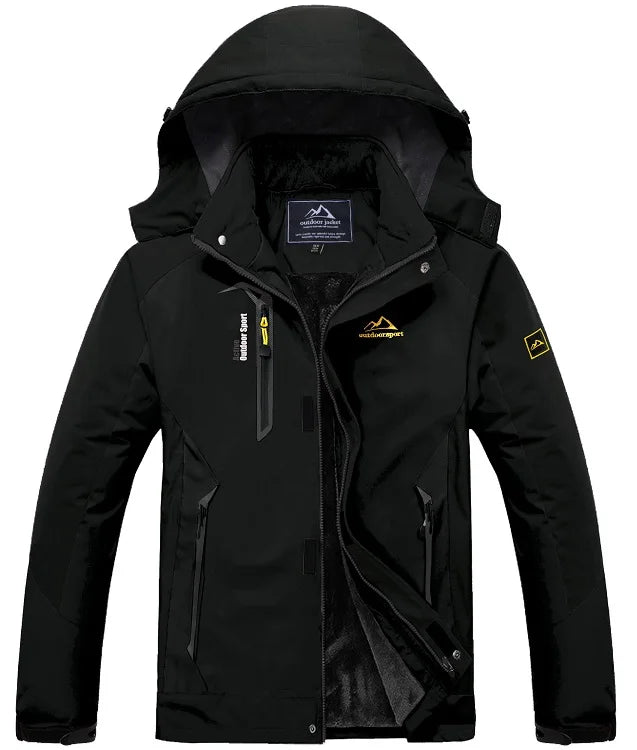 Men Water Resistant Mountain Ski Wind Breaker Jacket Fleece Lined Windproof Jacket Fleece Warm Coat With Hood Winter Jackets