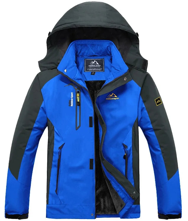 Men Water Resistant Mountain Ski Wind Breaker Jacket Fleece Lined Windproof Jacket Fleece Warm Coat With Hood Winter Jackets