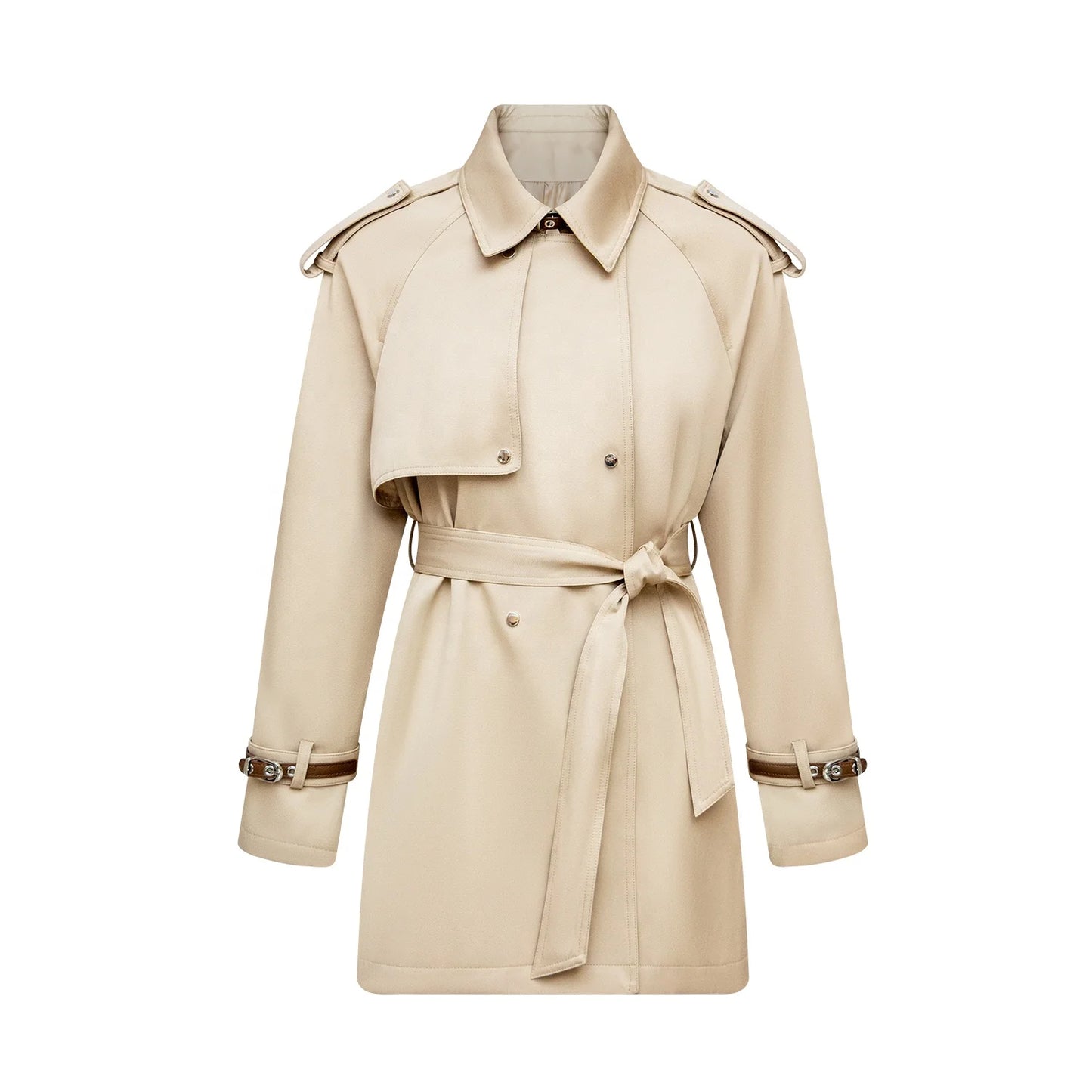 Custom Designer Classic Beige Trench Coat for Women Ladies Long Luxury  Double Breasted Belted Trench Coats Wholesale