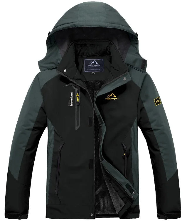 Men Water Resistant Mountain Ski Wind Breaker Jacket Fleece Lined Windproof Jacket Fleece Warm Coat With Hood Winter Jackets