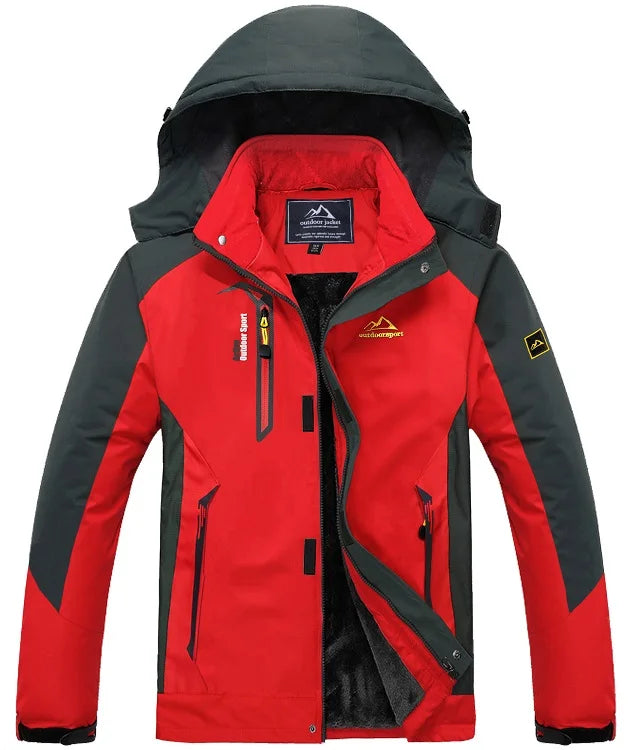 Men Water Resistant Mountain Ski Wind Breaker Jacket Fleece Lined Windproof Jacket Fleece Warm Coat With Hood Winter Jackets